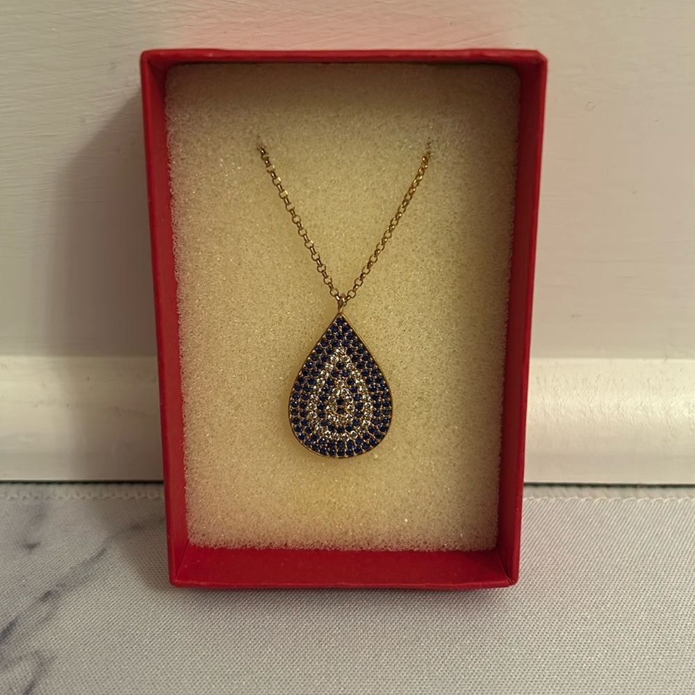 Teardrop Sparkly Evil Eye Necklace